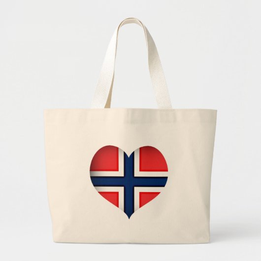 ノルウェー国旗ハート ラージトートバッグ (正面)