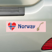 ノルウェー国旗ハート + 地図 バンパーステッカー (車上)