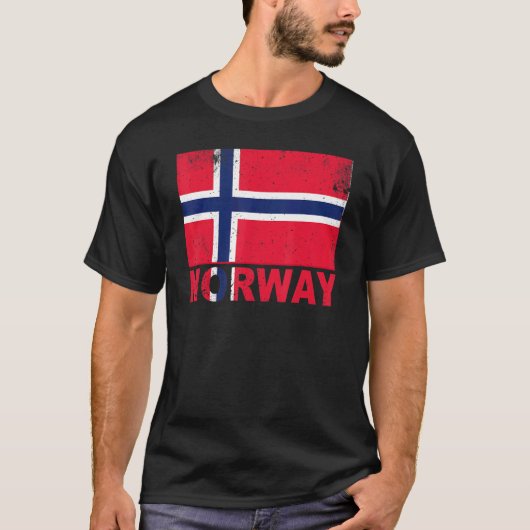 ノルウェー国旗ヴィンテージスカンジナビア原産国 Tシャツ (正面)