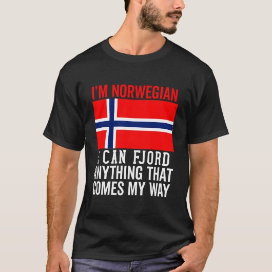 ノルウェー国旗男性への女性ノルウェー北欧P Tシャツ (正面)