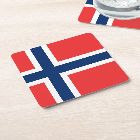 ノルウェー国旗紙飲み物用コースター スクエアペーパーコースター (アングル)