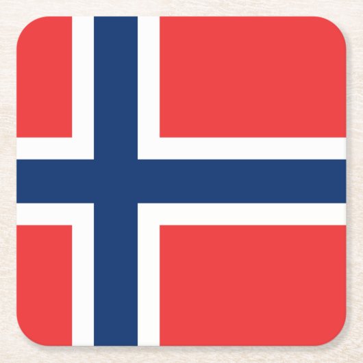 ノルウェー国旗紙飲み物用コースター スクエアペーパーコースター (正面)