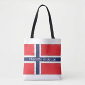 ノルウェー国旗風 イニシャル・名前入り デザイン トートバッグ (正面)