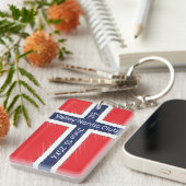 ノルウェー国旗 オーダーメイド 名前またはイニシャル デザイン キーホルダー (正面右)
