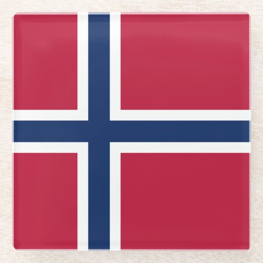 ノルウェー国旗 ガラスコースター (正面)