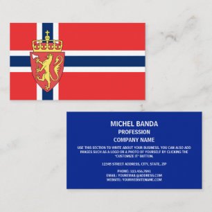 ノルウェー国旗&コート・オブ・アームズ、ノルウェー国旗 名刺