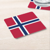 ノルウェー国旗 スクエアペーパーコースター (アングル)