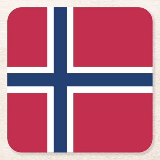 ノルウェー国旗 スクエアペーパーコースター (正面)