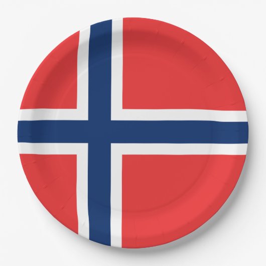 ノルウェー国旗（ノルウェー） ペーパープレート (正面)