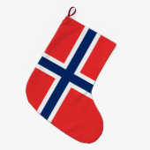 ノルウェー国旗(ノルウェー) ラージクリスマスストッキング (正面 (吊り時))