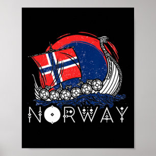 ノルウェー国旗 ノルウェー ヴァイキング船 プライド 海 船 ポスター