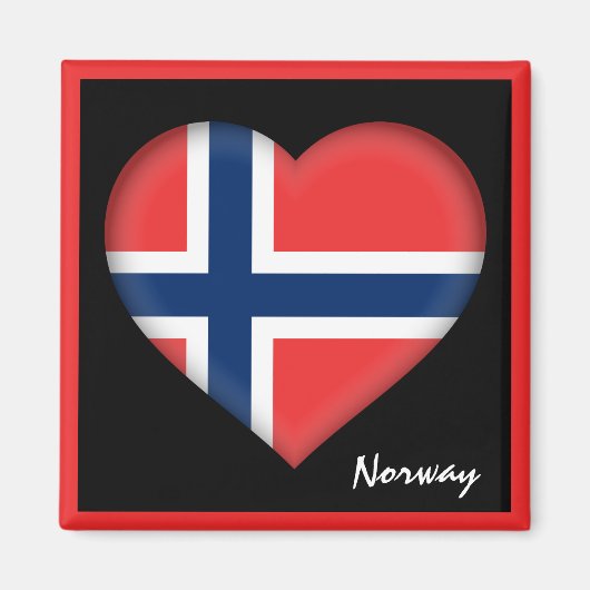 ノルウェー国旗&ハートノルウェーの休日/スポーツ マグネット (正面)