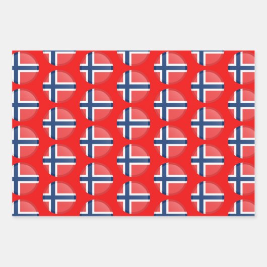 ノルウェー国旗、ハート&ノルウェーファッション/ギフトセット ラッピングペーパーシート (正面3)