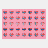 ノルウェー国旗、ハート&ノルウェーファッション/ギフトセット ラッピングペーパーシート (正面2)