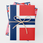 ノルウェー国旗、ハート&ノルウェーファッション/ギフトセット ラッピングペーパーシート (インサイチュ)