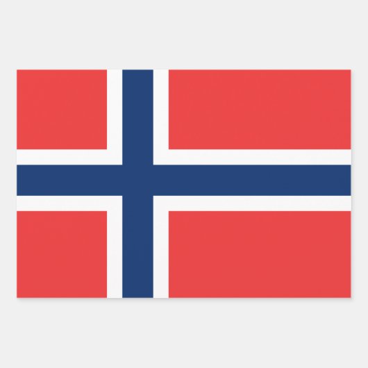 ノルウェー国旗、ハート&ノルウェーファッション/ギフトセット ラッピングペーパーシート (正面)