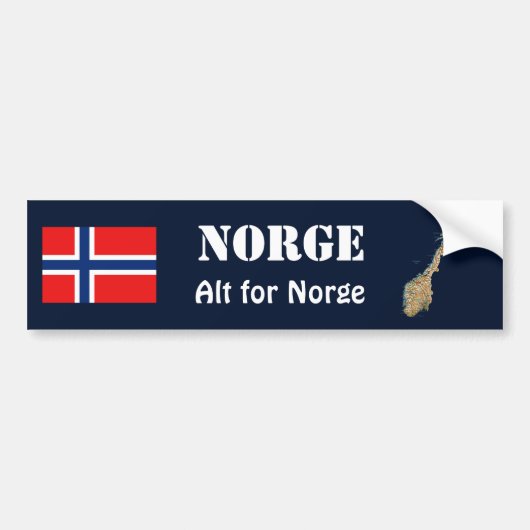 ノルウェー国旗+地図ステッカー バンパーステッカー (正面)