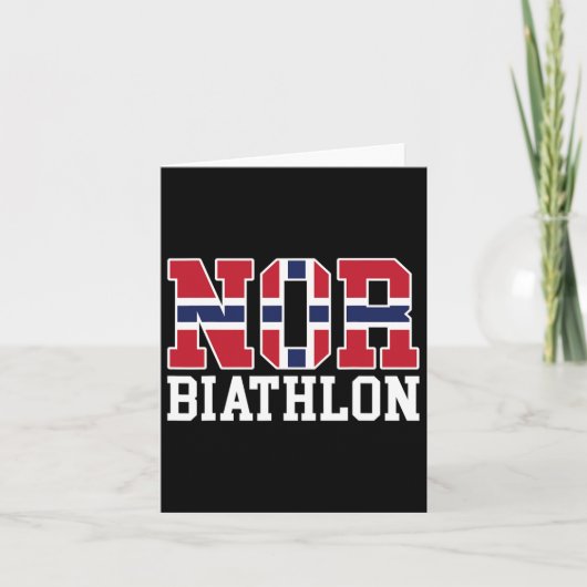 ノルウェー国旗Biathlonist – ノルウェー語またはバイアスロン1 カード (正面)
