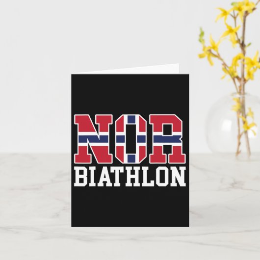 ノルウェー国旗Biathlonist – ノルウェー語またはバイアスロン1 カード (黄色い花)