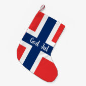 ノルウェー国旗Jul Christmas スモールクリスマスストッキング (正面 (吊り時))