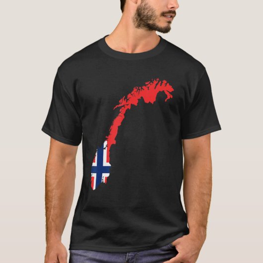 ノルウェー国旗Norwayアウトライン Tシャツ (正面)
