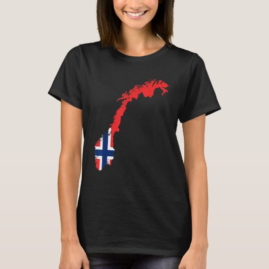 ノルウェー国旗Norwayアウトライン Tシャツ (正面)