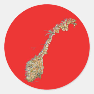 ノルウェー地図シール ラウンドシール