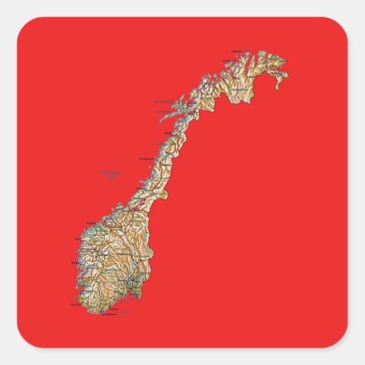 ノルウェー地図ステッカー スクエアシール (正面)