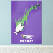ノルウェー地図 イラスト ポスター キャンバスプリント (インサイチュ (ウッドフロア))