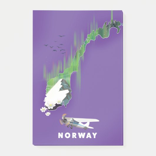 ノルウェー地図 イラスト ポスター ポストイット (正面)
