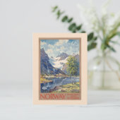 ノルウェー夏シーズン6月～9月ヴィンテージポスター ポストカード (スタンド正面)