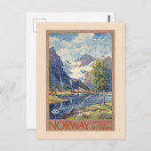 ノルウェー夏シーズン6月～9月ヴィンテージポスター ポストカード (正面/裏面)