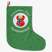 ノルウェー天使クリスマスパーソナライズされた国旗 ラージクリスマスストッキング (正面)