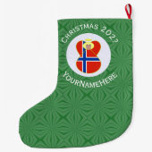 ノルウェー天使クリスマスパーソナライズされた国旗 ラージクリスマスストッキング (裏面)