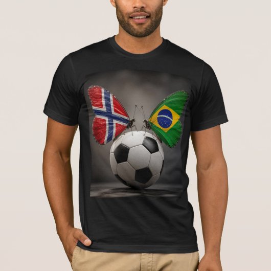 ノルウェー対ブラジル サッカーTシャツ Tシャツ (正面)