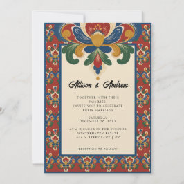 ノルウェー式ローズペインティング|赤い結婚式 招待状