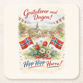 ノルウェー憲法記念日おめでとう - 5月17日 Syttende  スクエアペーパーコースター