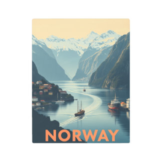 ノルウェー旅行の風光明媚な美しいを探索 メタルプリント