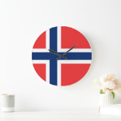 ノルウェー旗 ラージ壁時計 (ホーム)