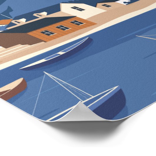 ノルウェー有名トラベルプレイスイラストレーション ポスター (角)