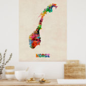 ノルウェー水彩地図 ポスター (キッチン)