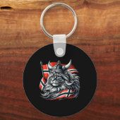ノルウェー猫バイキングノルウェー国旗 キーホルダー (正面)