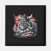 ノルウェー猫バイキングノルウェー国旗 マグネット (正面)