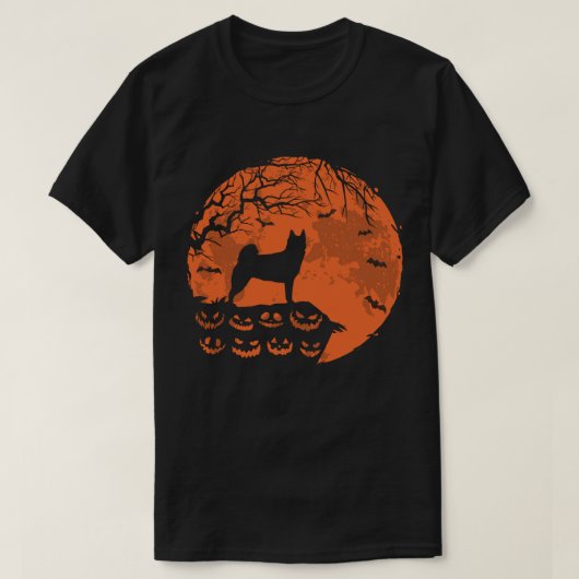 ノルウェー産のブウンドとムーンハロウィーン犬の恋人ギフト Tシャツ (デザイン正面)