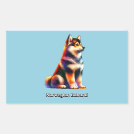 ノルウェー産の猟犬 長方形シール
