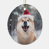 ノルウェー産ブフンド犬クリスマスキープサケ セラミックオーナメント (左)