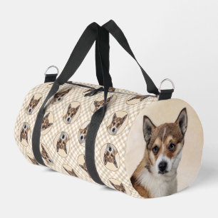 ノルウェー産ルンデフントの絵画 オリジナル犬アート ダッフルバッグ