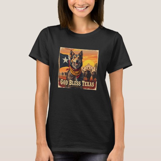 ノルウェー産ルンデフント Texas Bless You Tシャツ (正面)