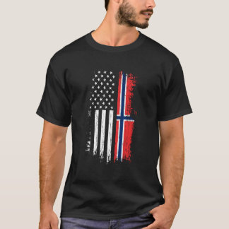 ノルウェー米国旗プライドノルウェー米国 Tシャツ