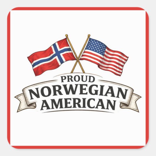 ノルウェー系アメリカ人の自慢のステッカー スクエアシール (正面)